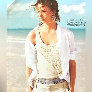 J. Crew Tissue Ruffle Tank SZ XS in Creme